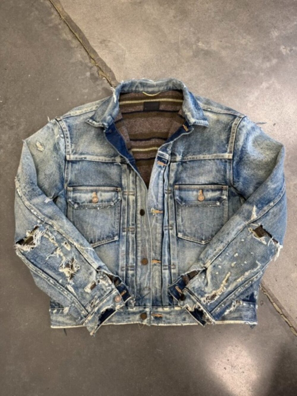 SAINT LAUREN 70S blue trash denim jacket / size L